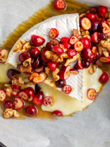 Baked brie with cranberries and walnuts