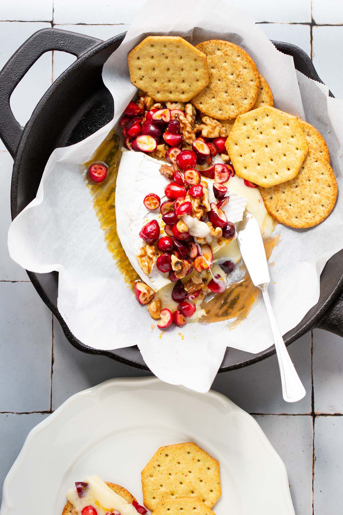 Baked brie with cranberries and walnuts