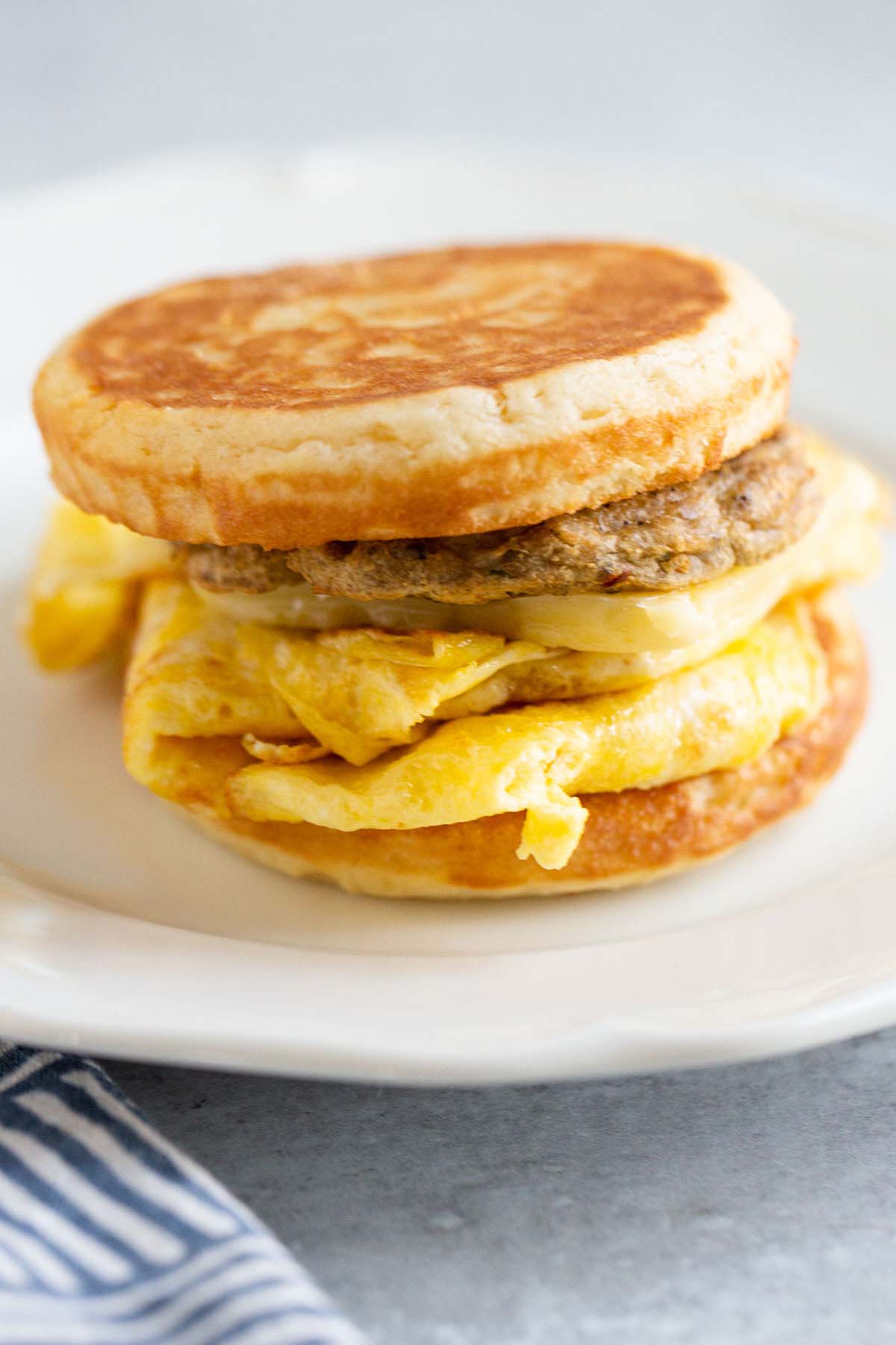 Griddle cake breakfast sandwich.