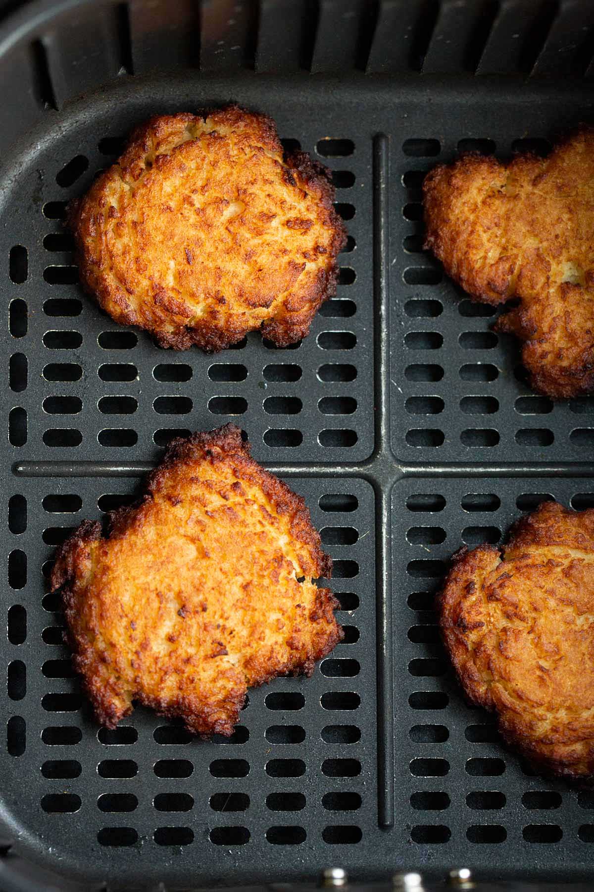 Cooked latkes in the air fryer