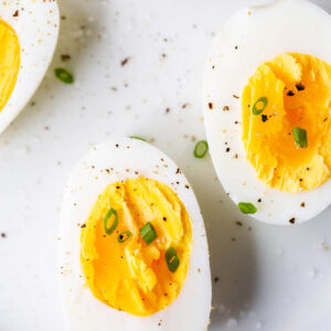 Air fryer hard boiled eggs with chives