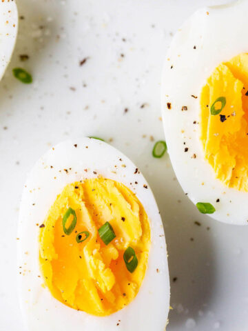 Air fryer hard boiled eggs with chives