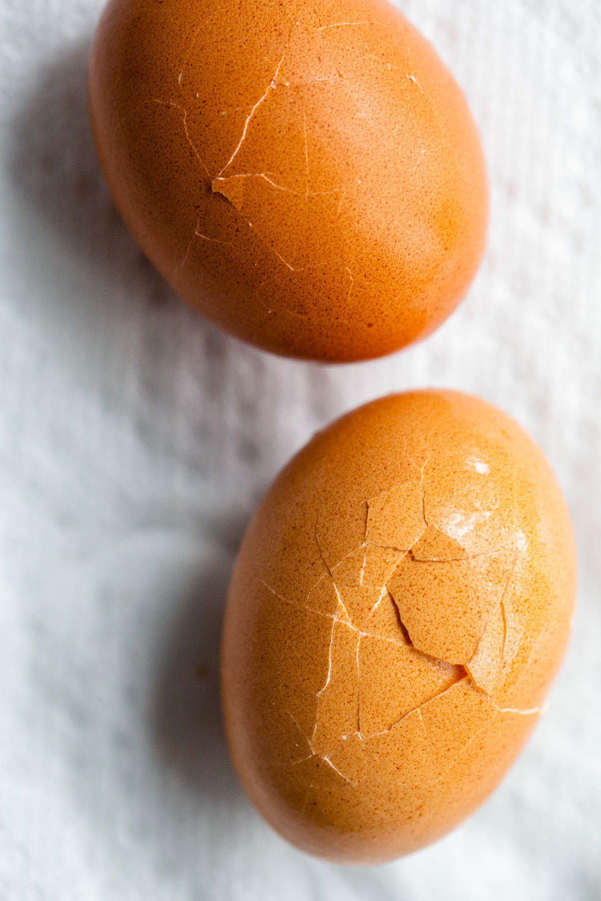 Cracked hard boiled eggs