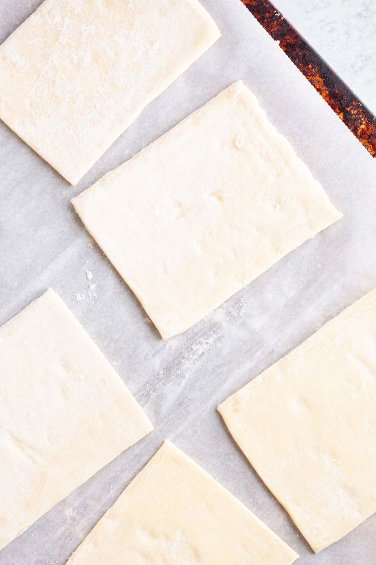 Puff pastry rectangles