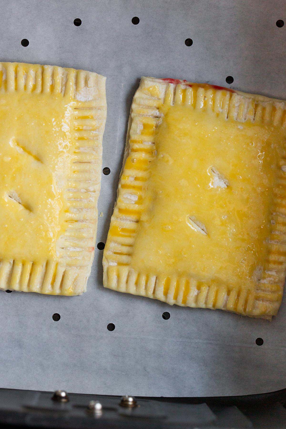 Uncooked puff pastry in air fryer