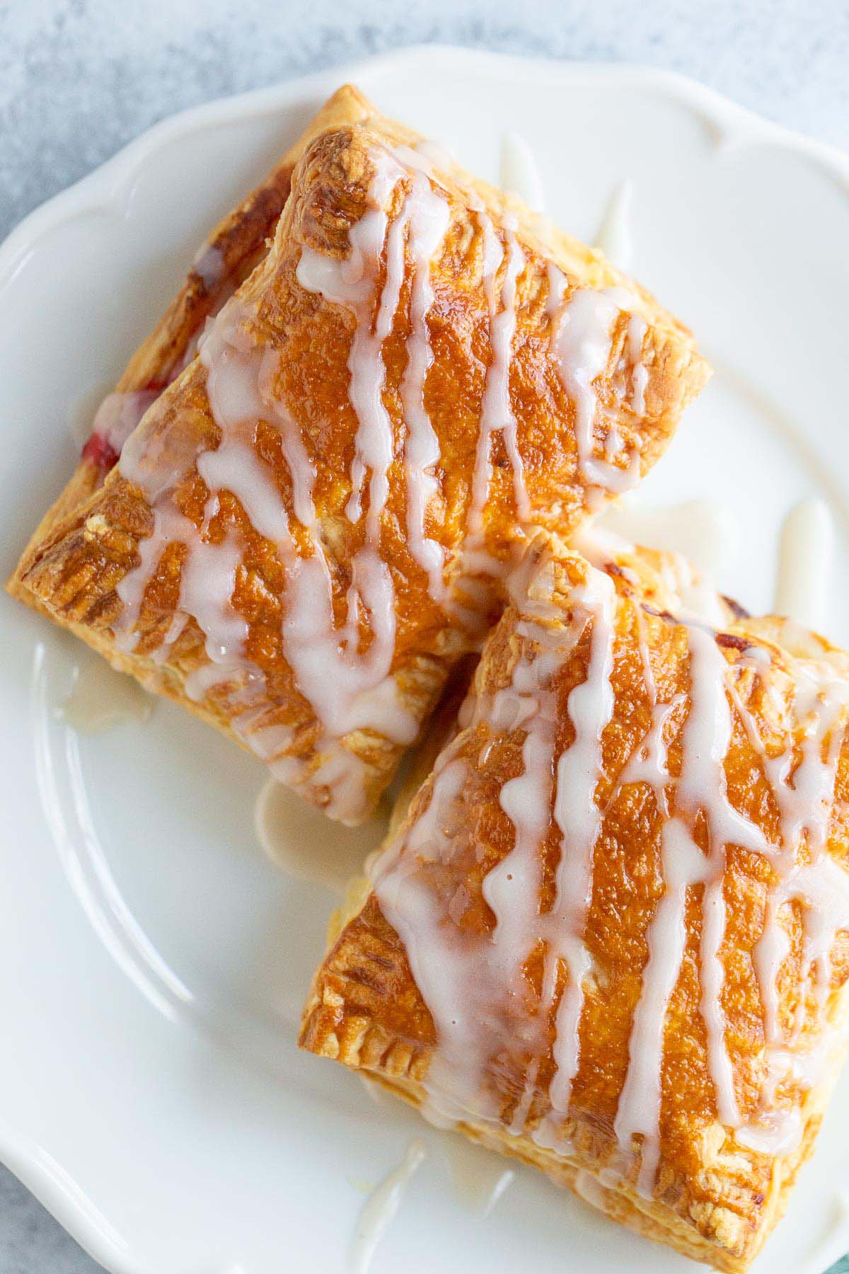 Jam filled puff pastry with a glaze