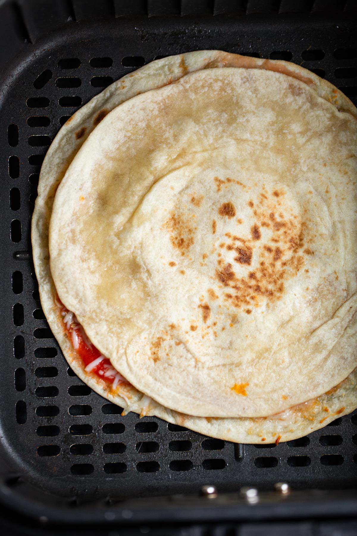 Air fried pizza quesadilla.