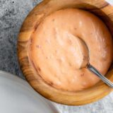 Calabrian mayo in a bowl up close
