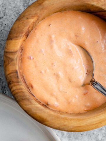 Calabrian mayo in a bowl up close