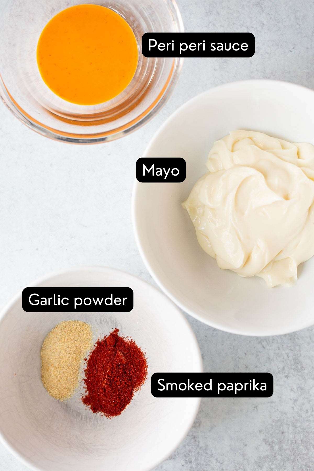 Peri peri mayo ingredients.