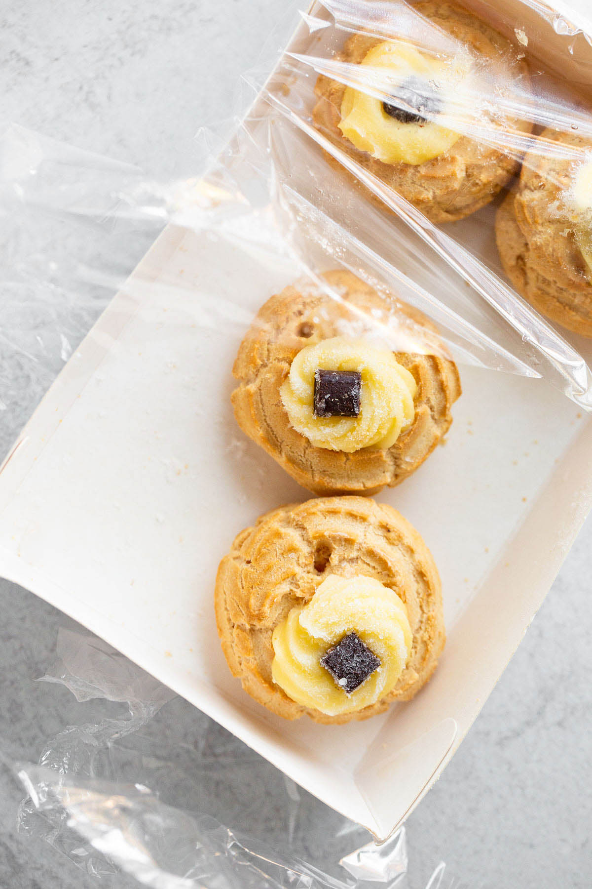 Trader Joe's cream puffs in packaging.