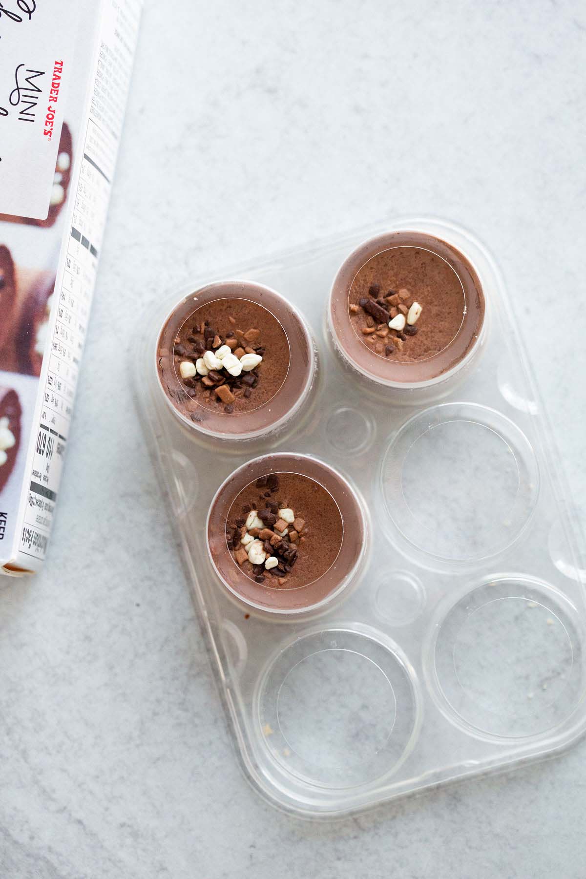 Trader Joe's Chocolate Mousse Cake in the containers.