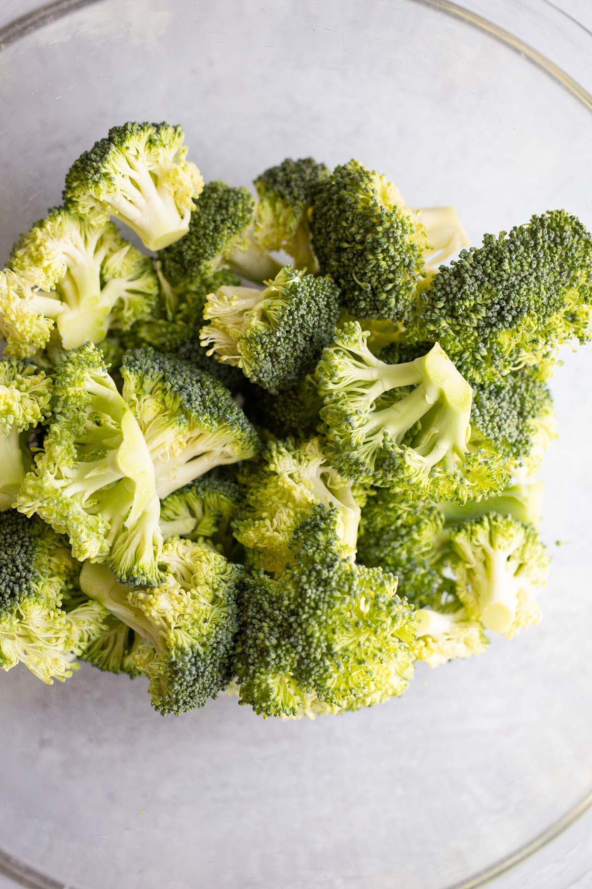 Broccoli florets in a bowl