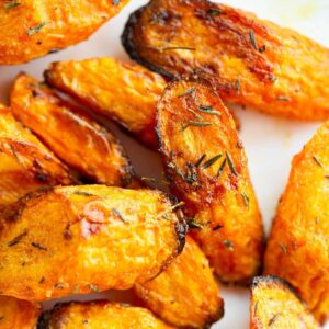 Air fryer carrots up close