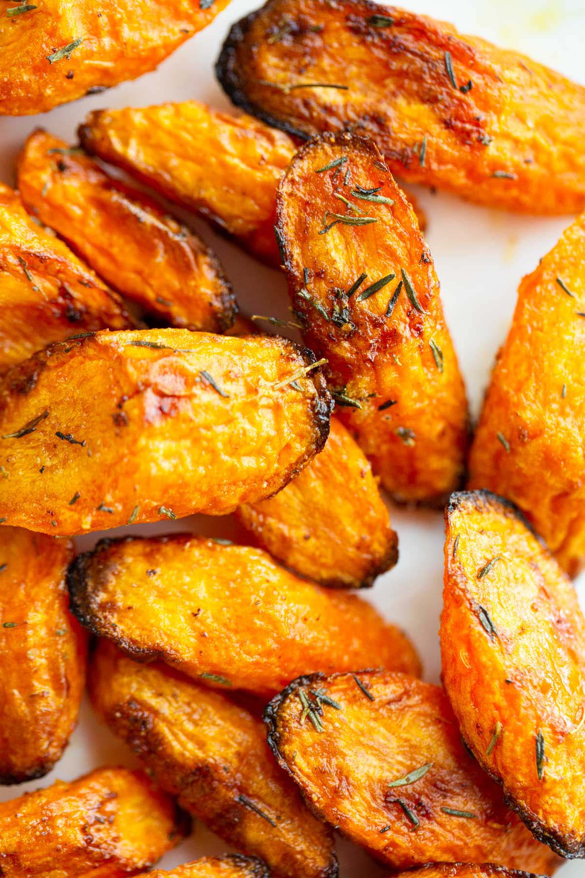 Air fryer carrots up close