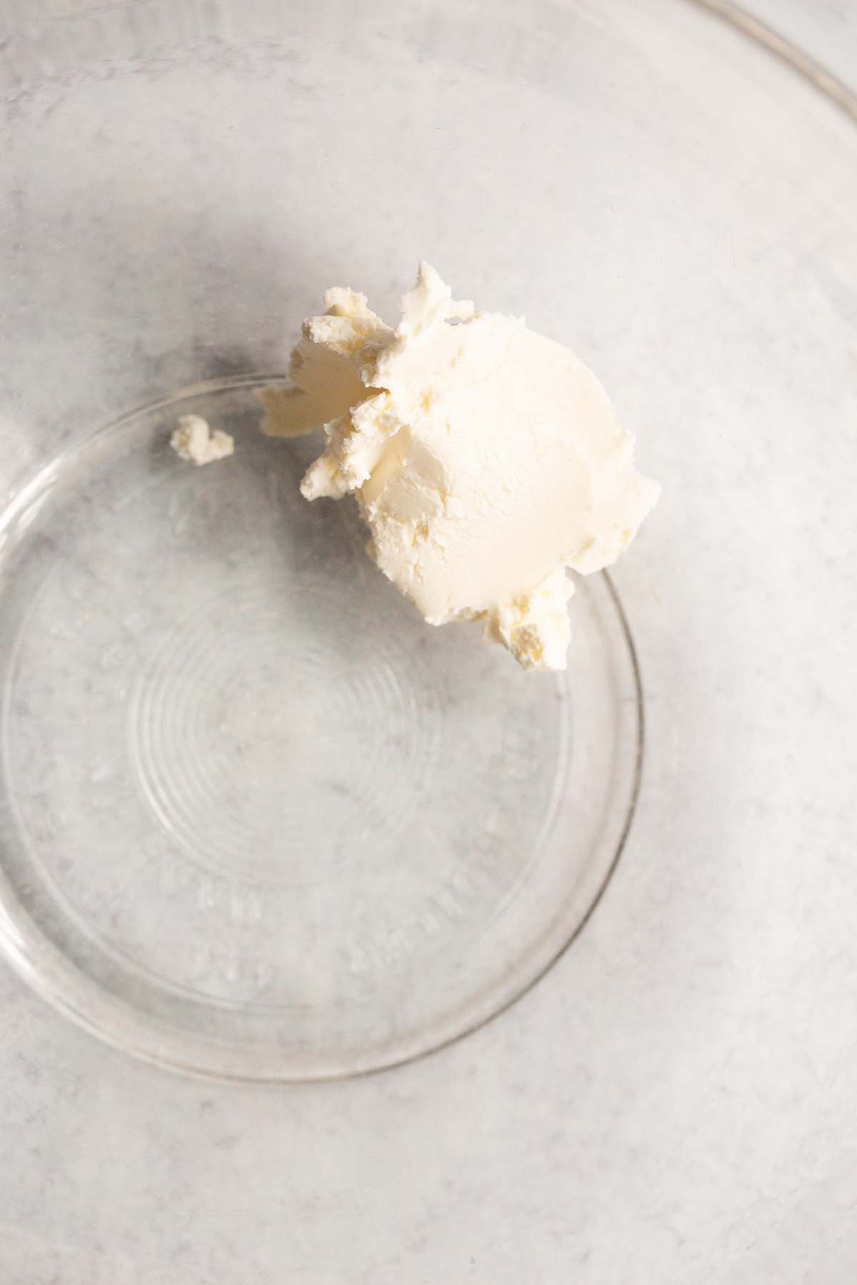 Cream cheese in a bowl.