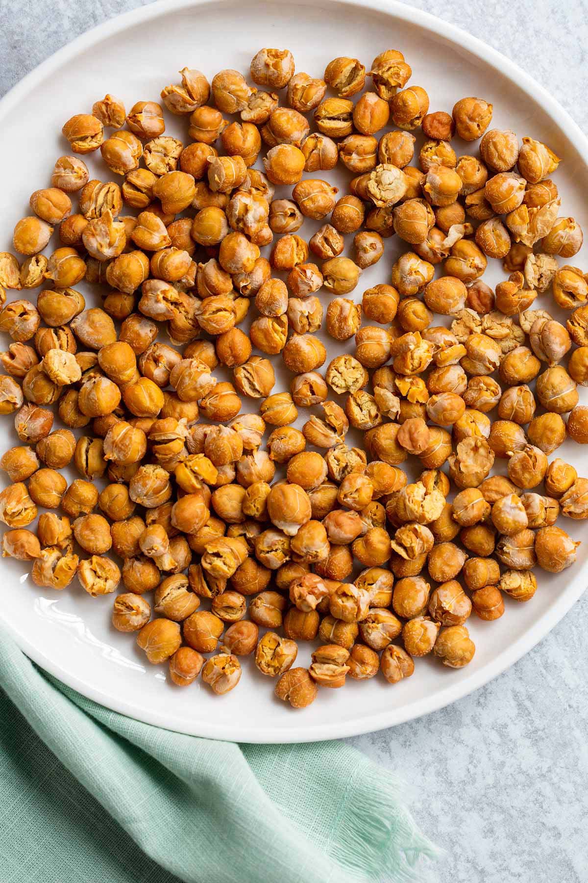 Crispy air fried chickpeas on a plate