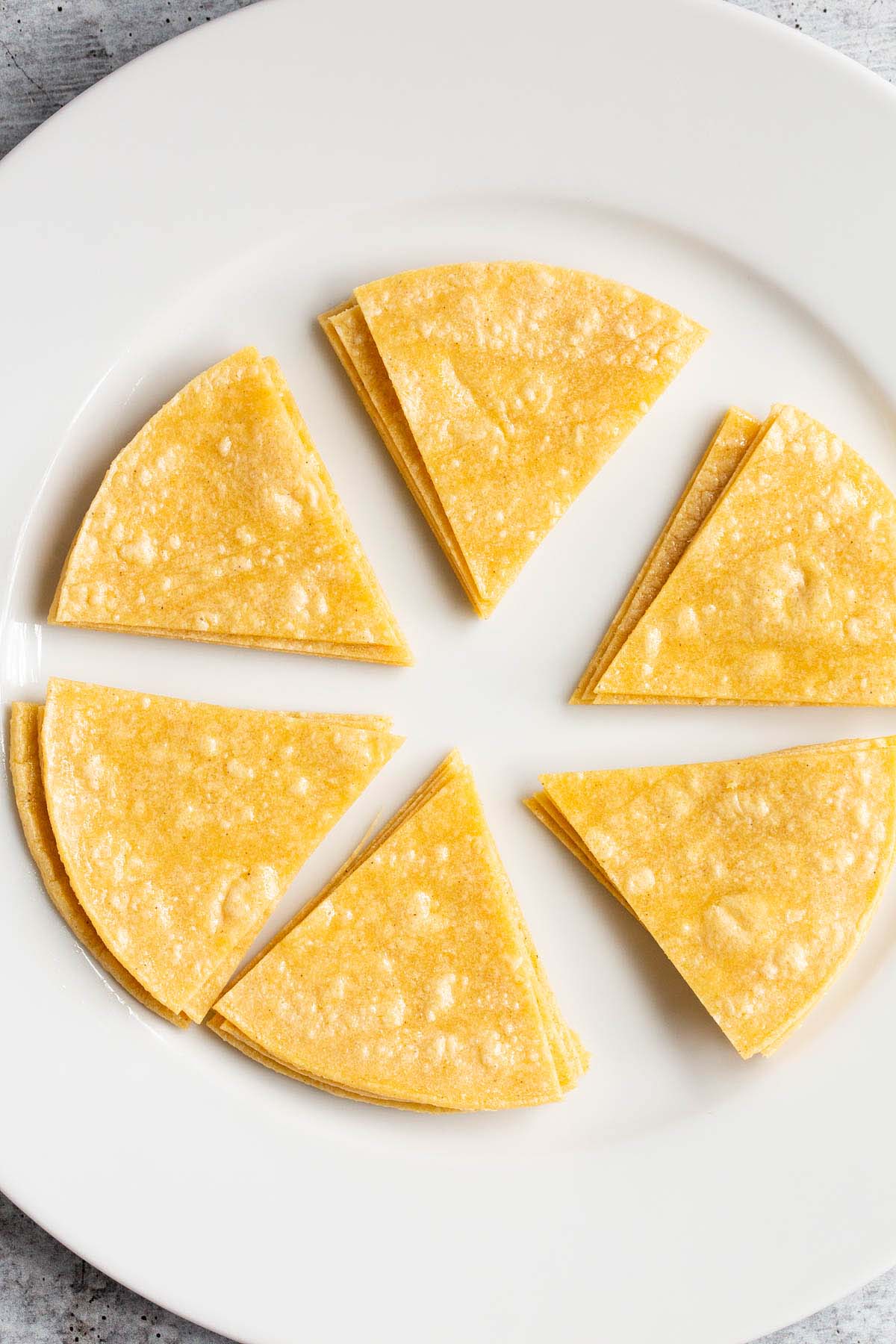 Tortillas cut into 6ths
