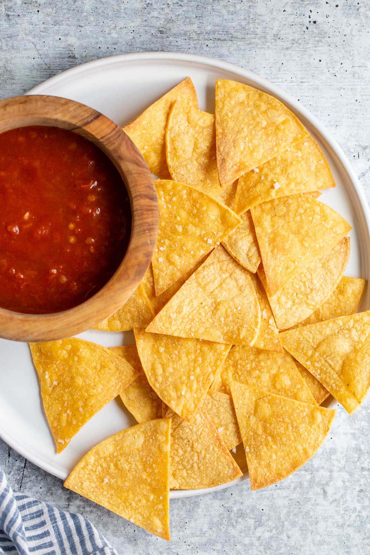 Air fryer tortilla chips with salsa