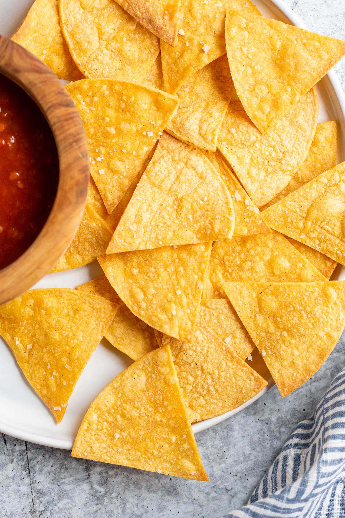 Air fryer tortilla chips with salsa