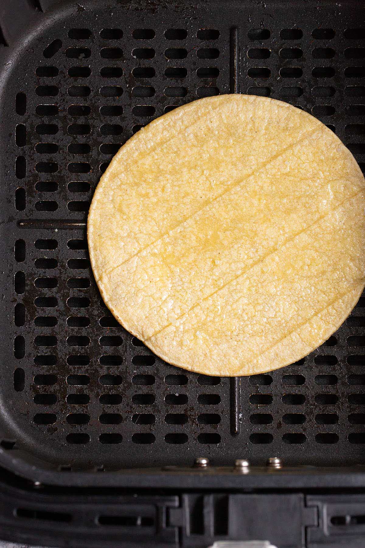 Tortilla in air fryer basket