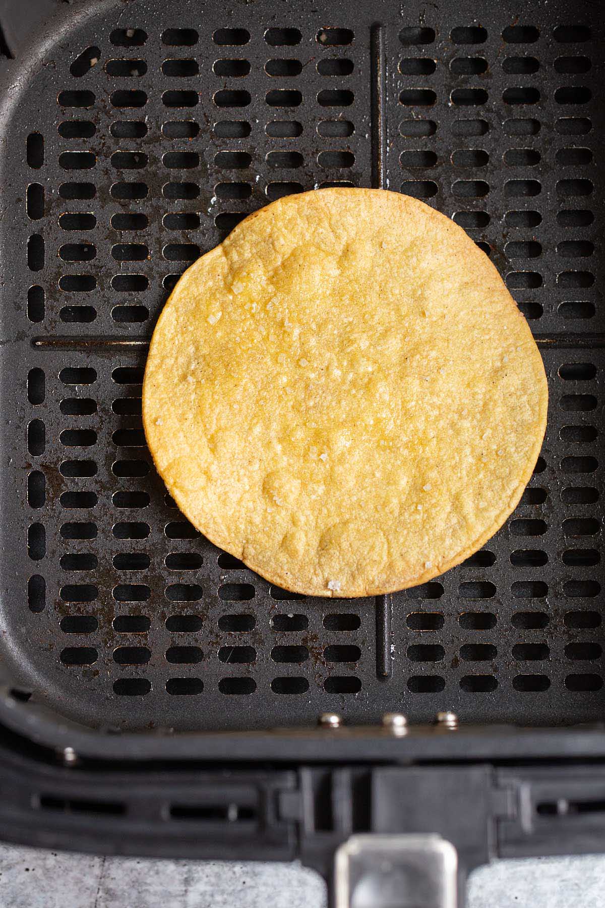 Air fryer tostada in air fryer basket