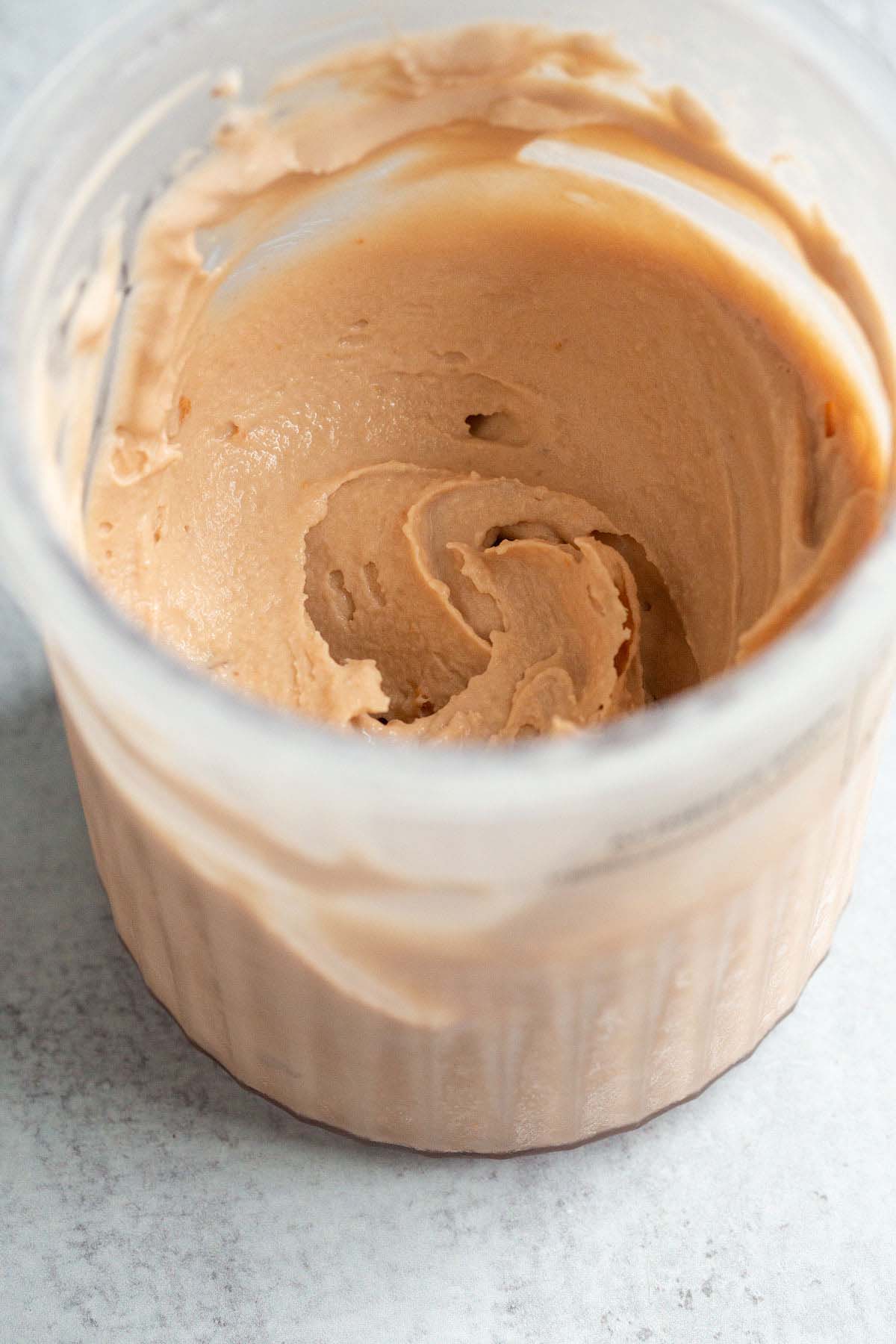 Chocolate peanut butter creami in Creami container