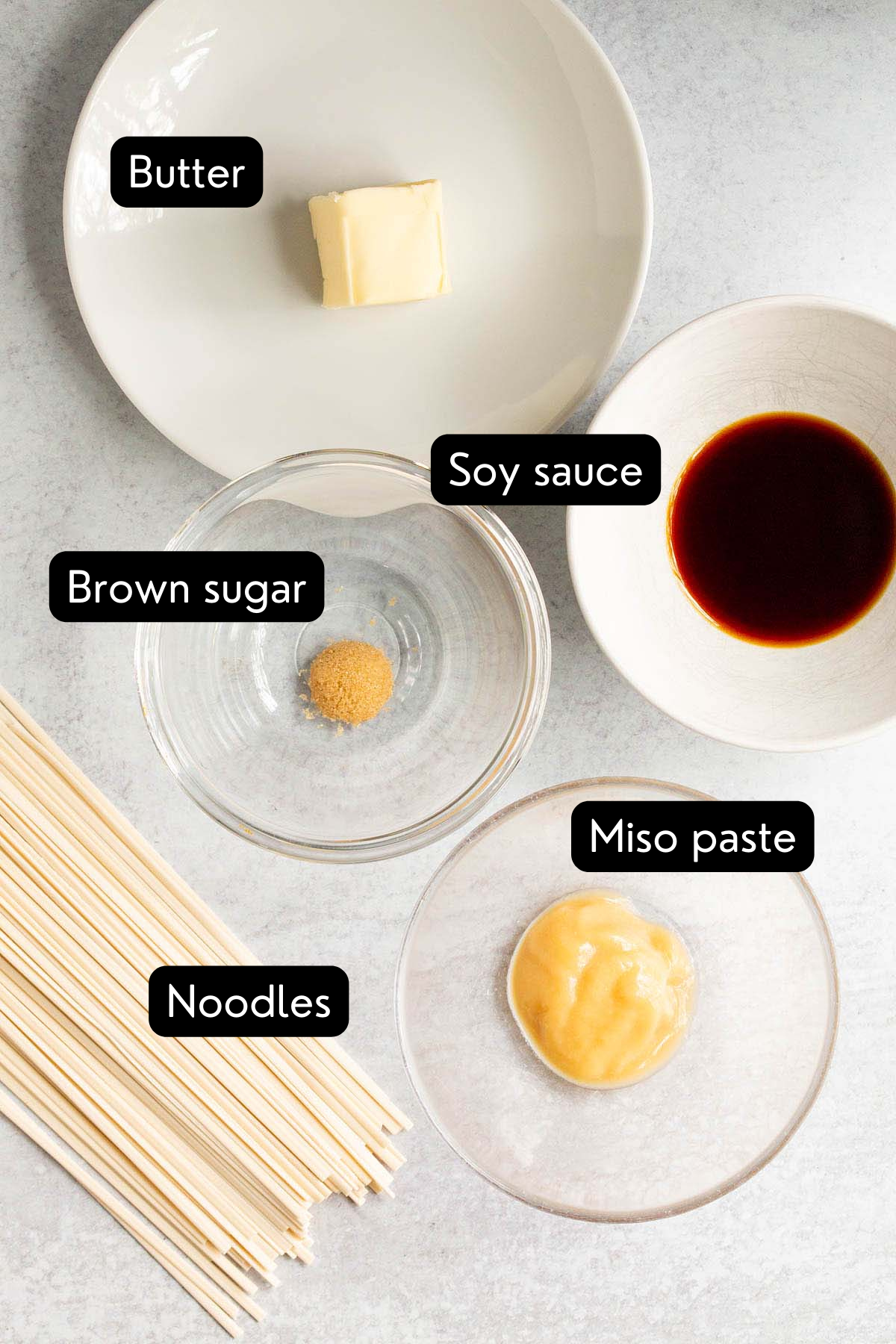 Miso butter noodle ingredients