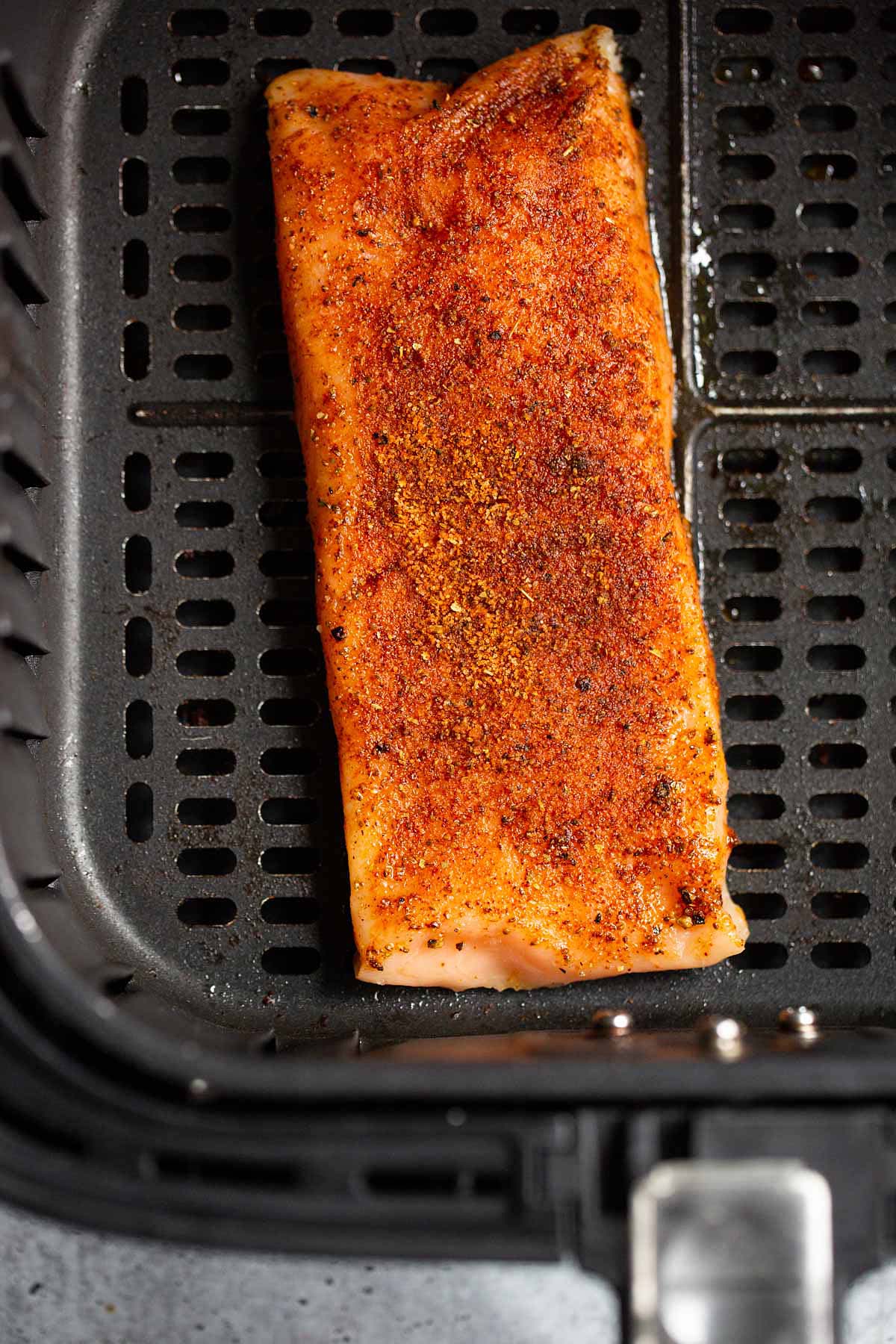 Uncooked air fryer salmon