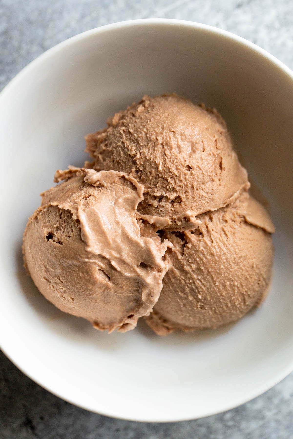 Ninja Creami chocolate ice cream in a bowl
