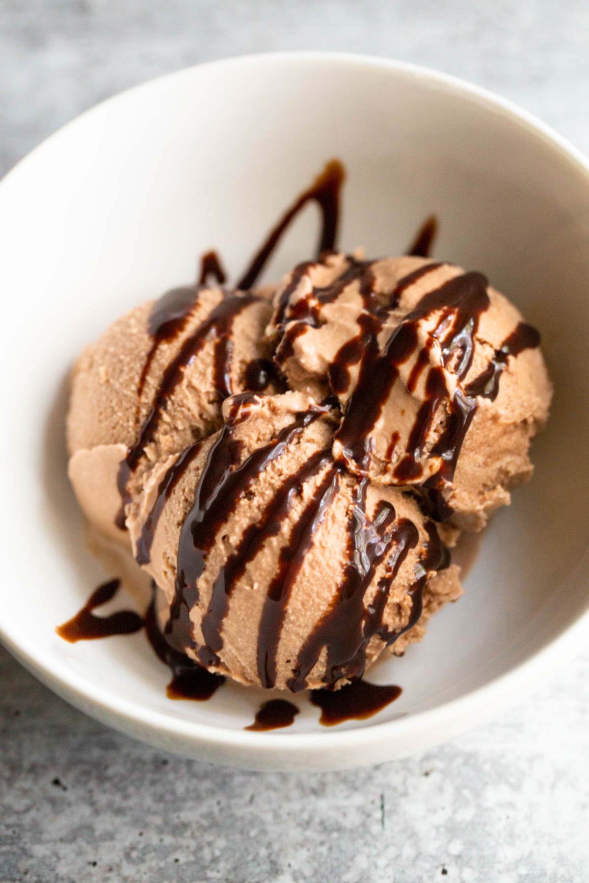 Ninja Creami chocolate ice cream in a bowl