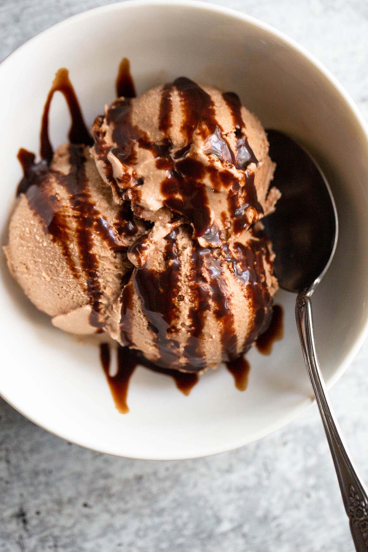 Ninja Creami chocolate ice cream in a bowl