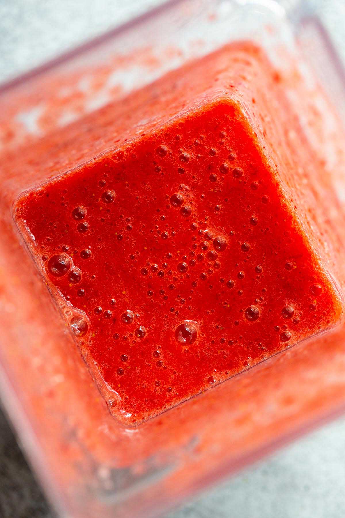 Strawberry mixture in blender