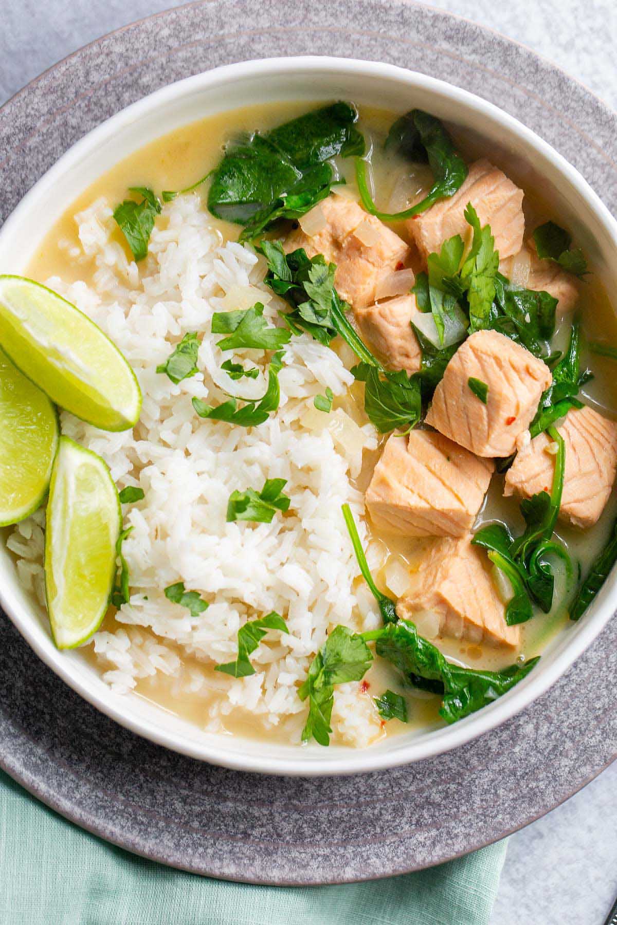 Salmon coconut soup