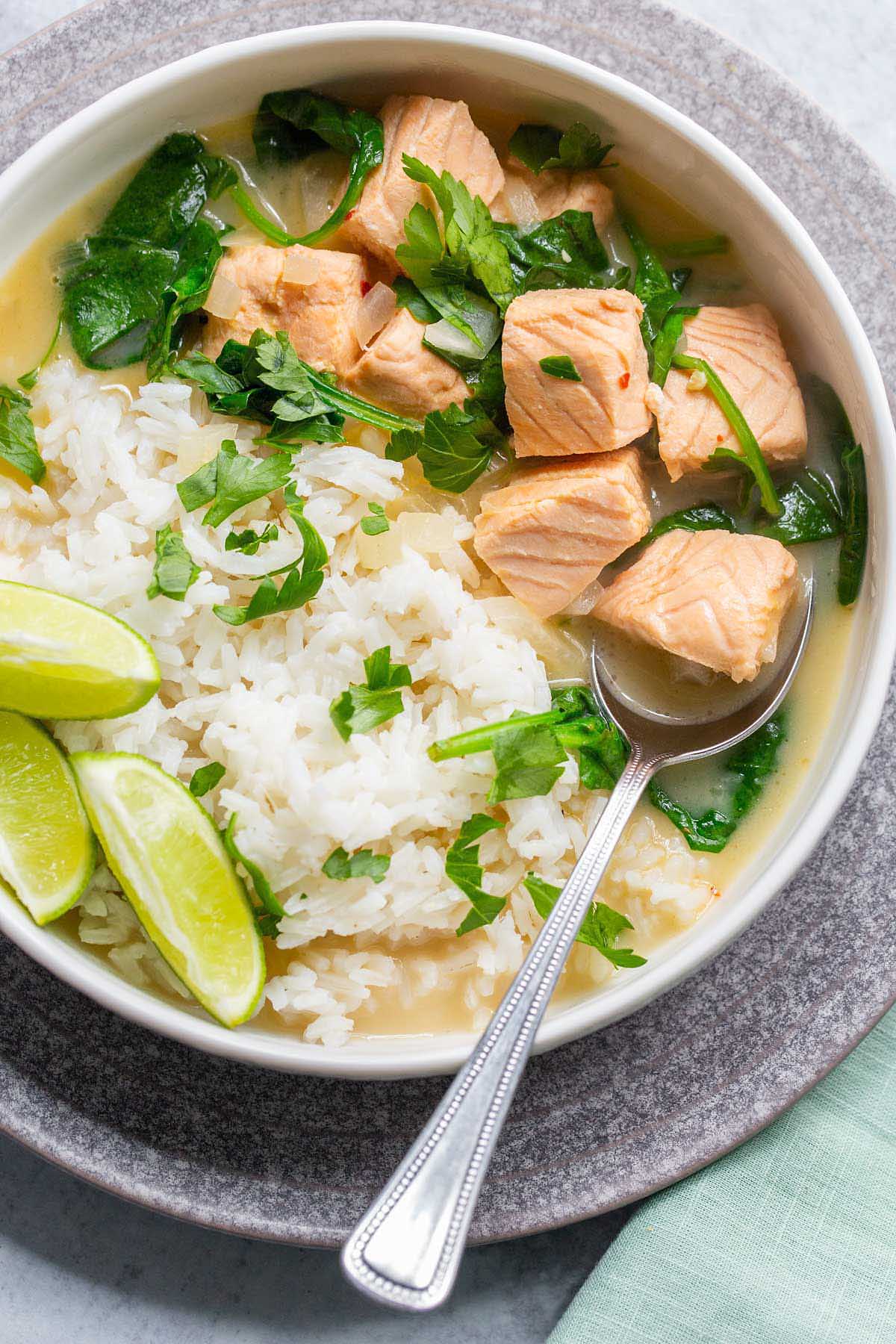 Salmon coconut soup