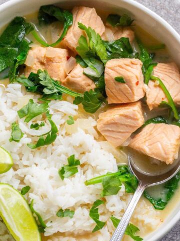 Salmon coconut soup