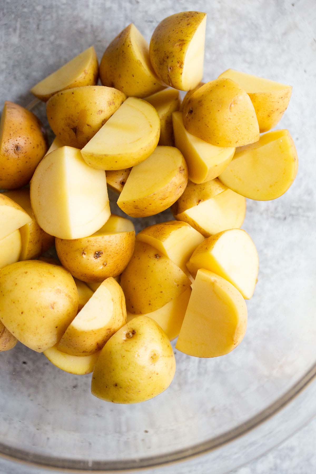 Diced potatoes in a bowl