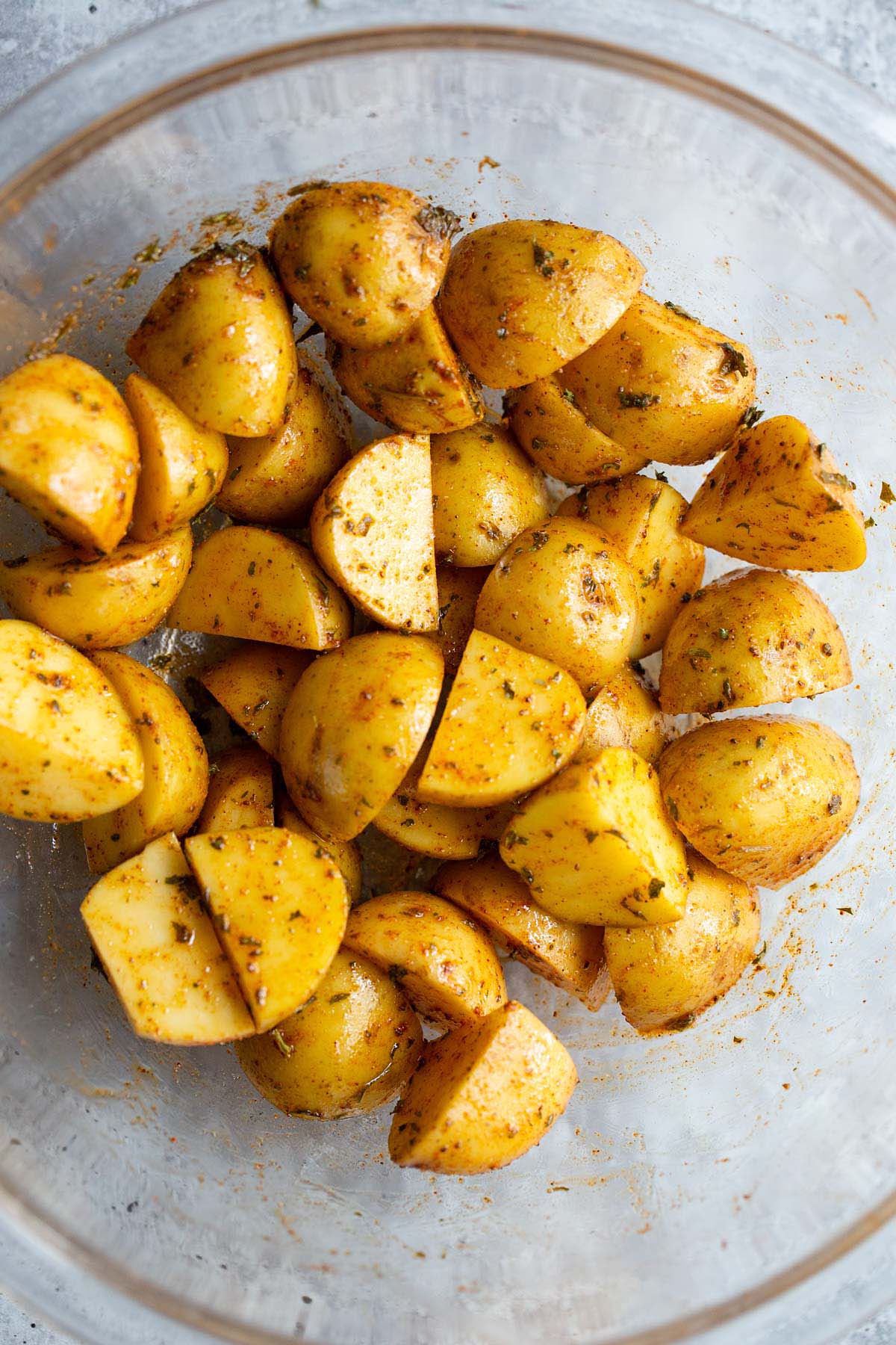 Potatoes tossed with seasonings