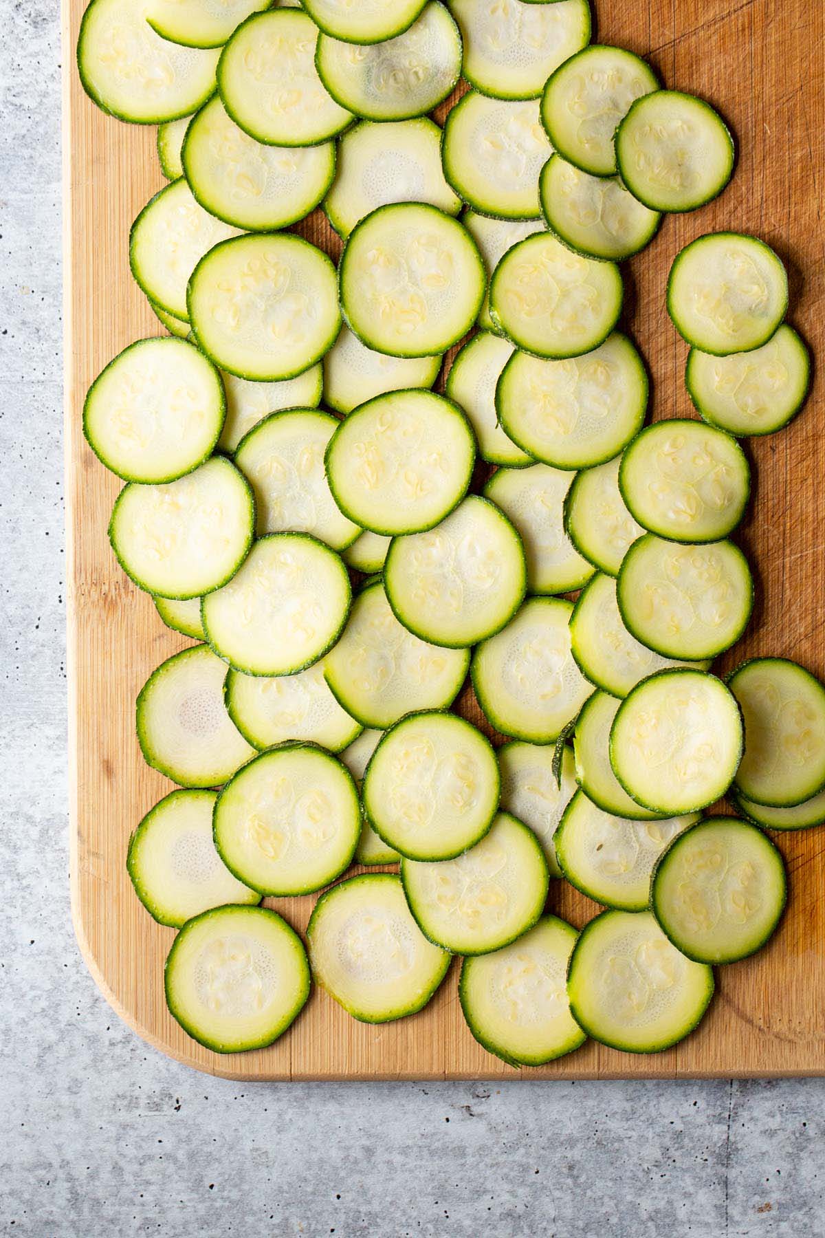 zucchini sliced into chips