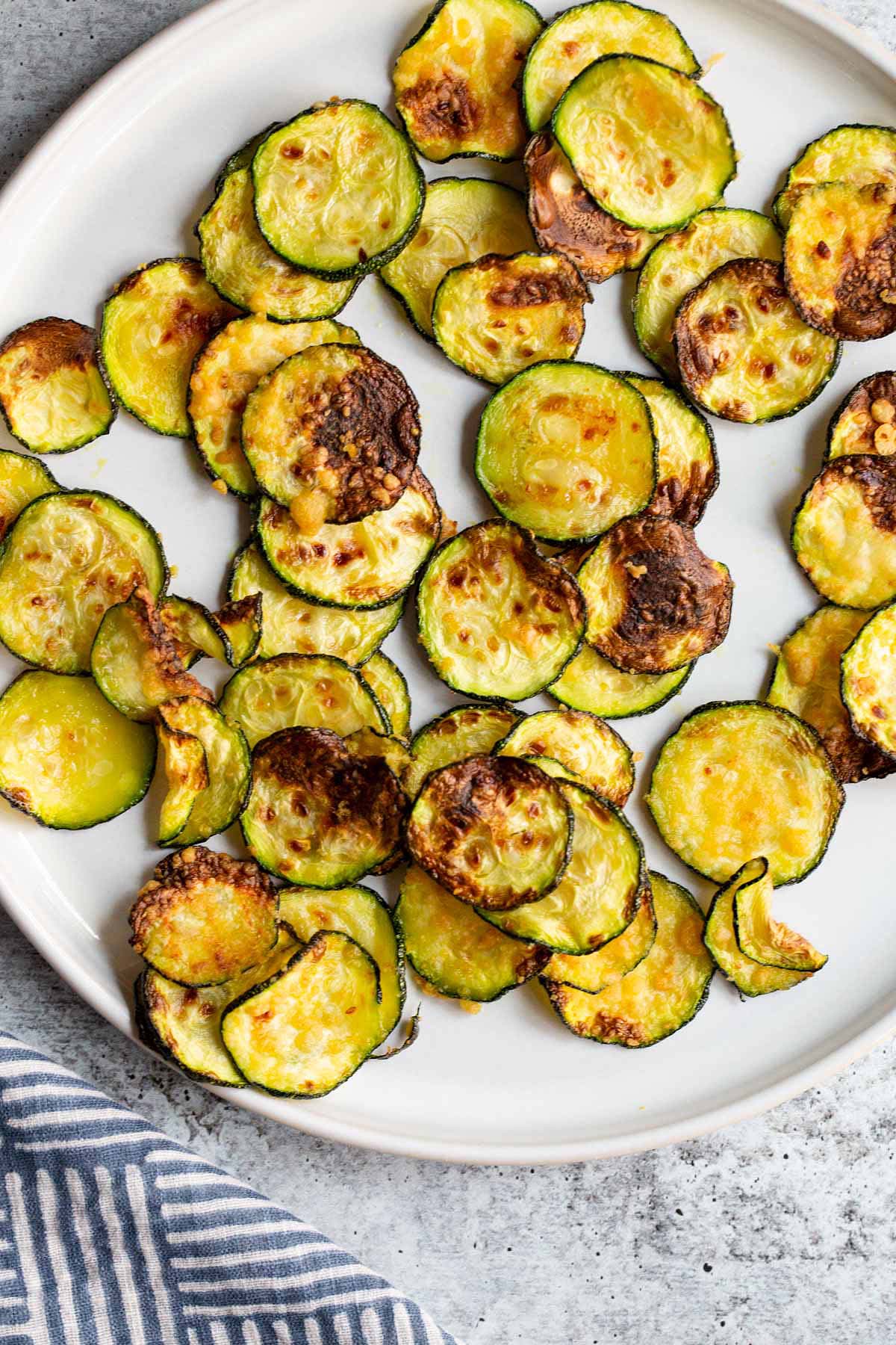 air fryer zucchini chips on a plate