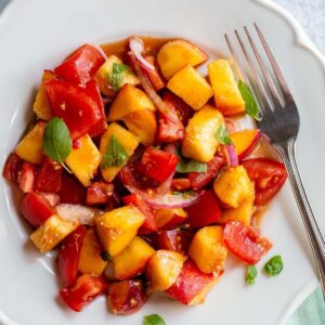 Calabrian tomato and peach salad