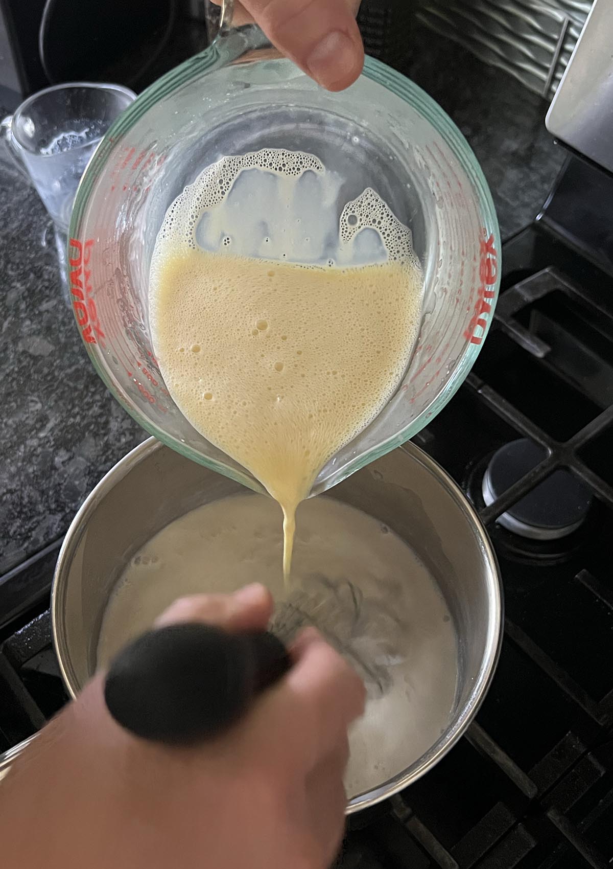 Tempering egg yolks