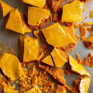 Honeycomb candy broken into pieces