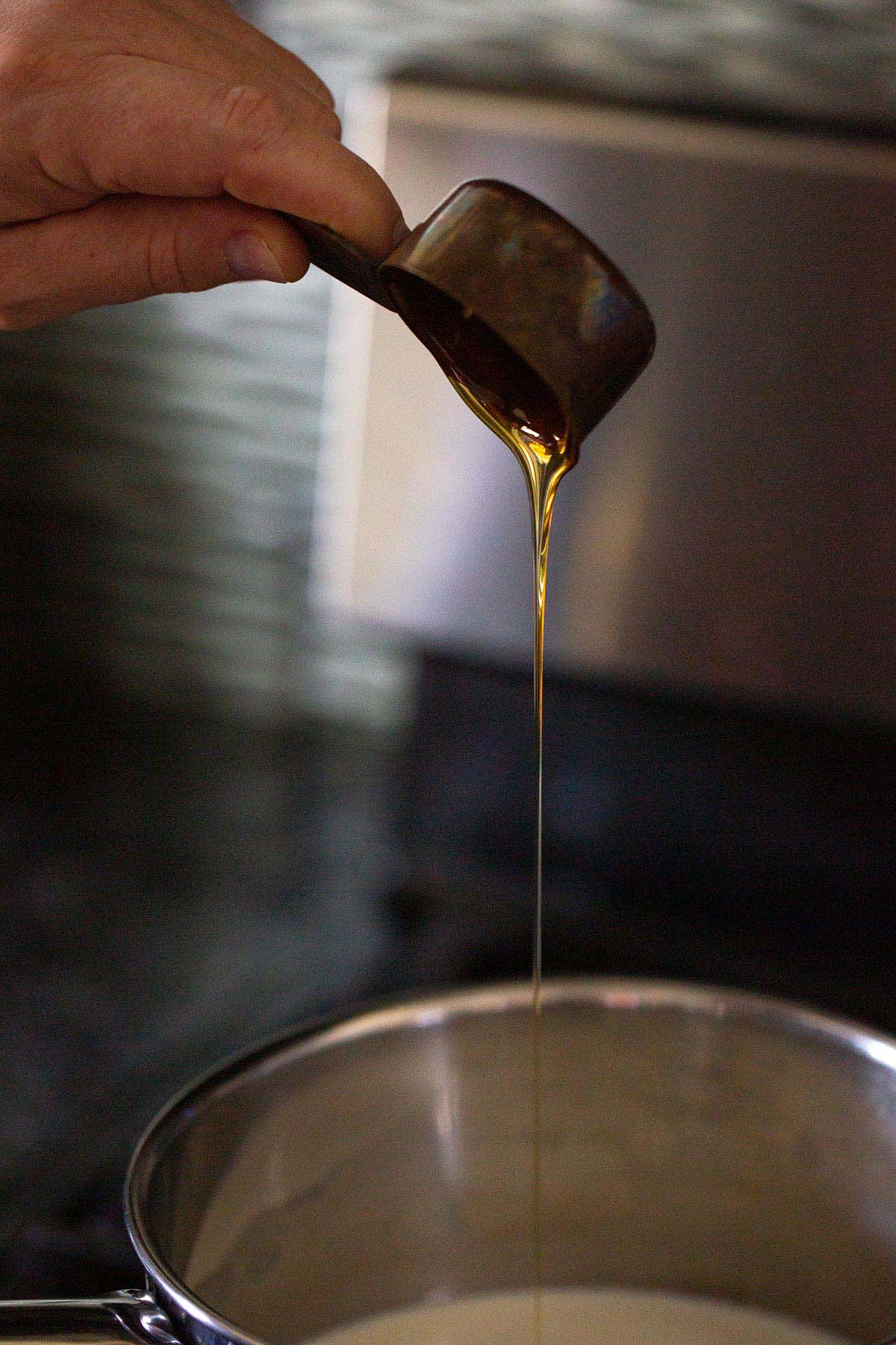 Adding honey to a pot
