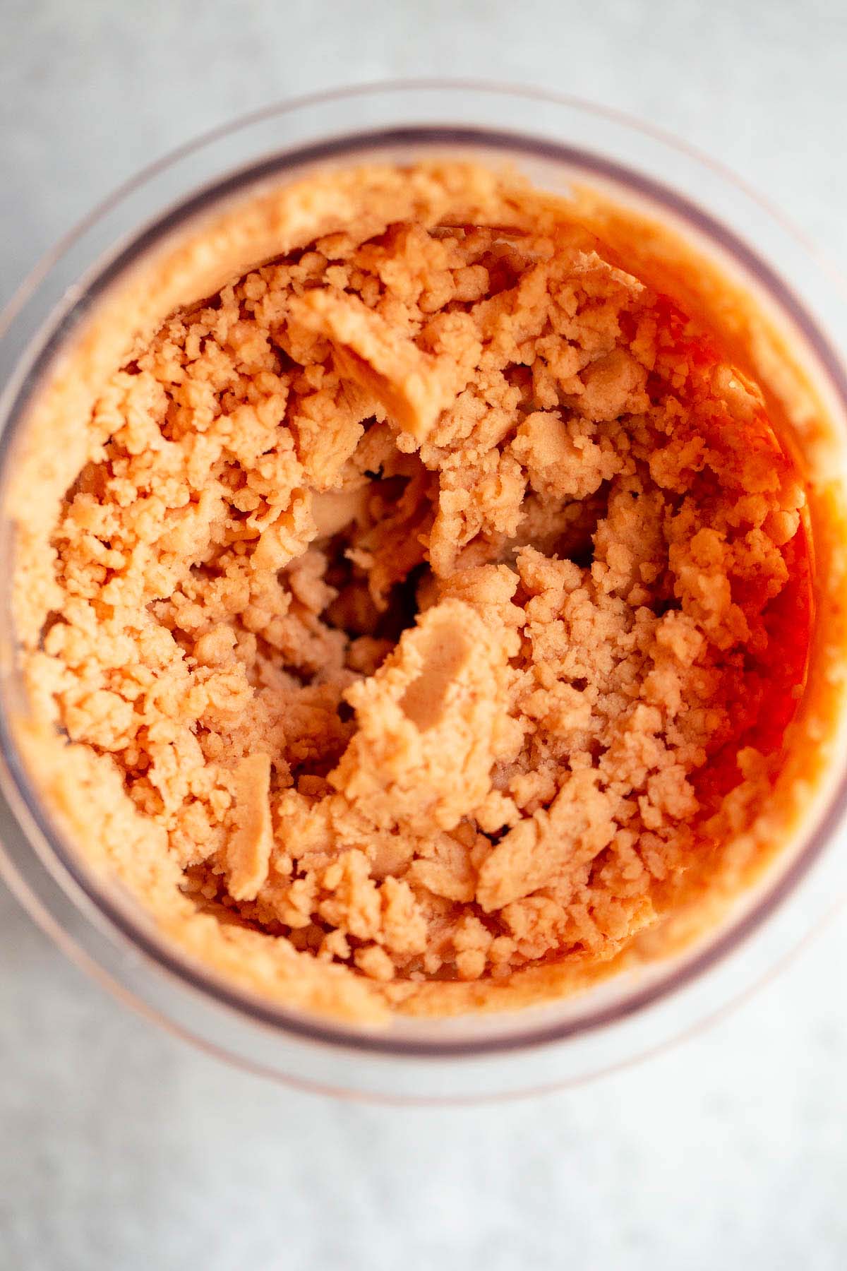 Processed peach sorbet in Ninja Creami