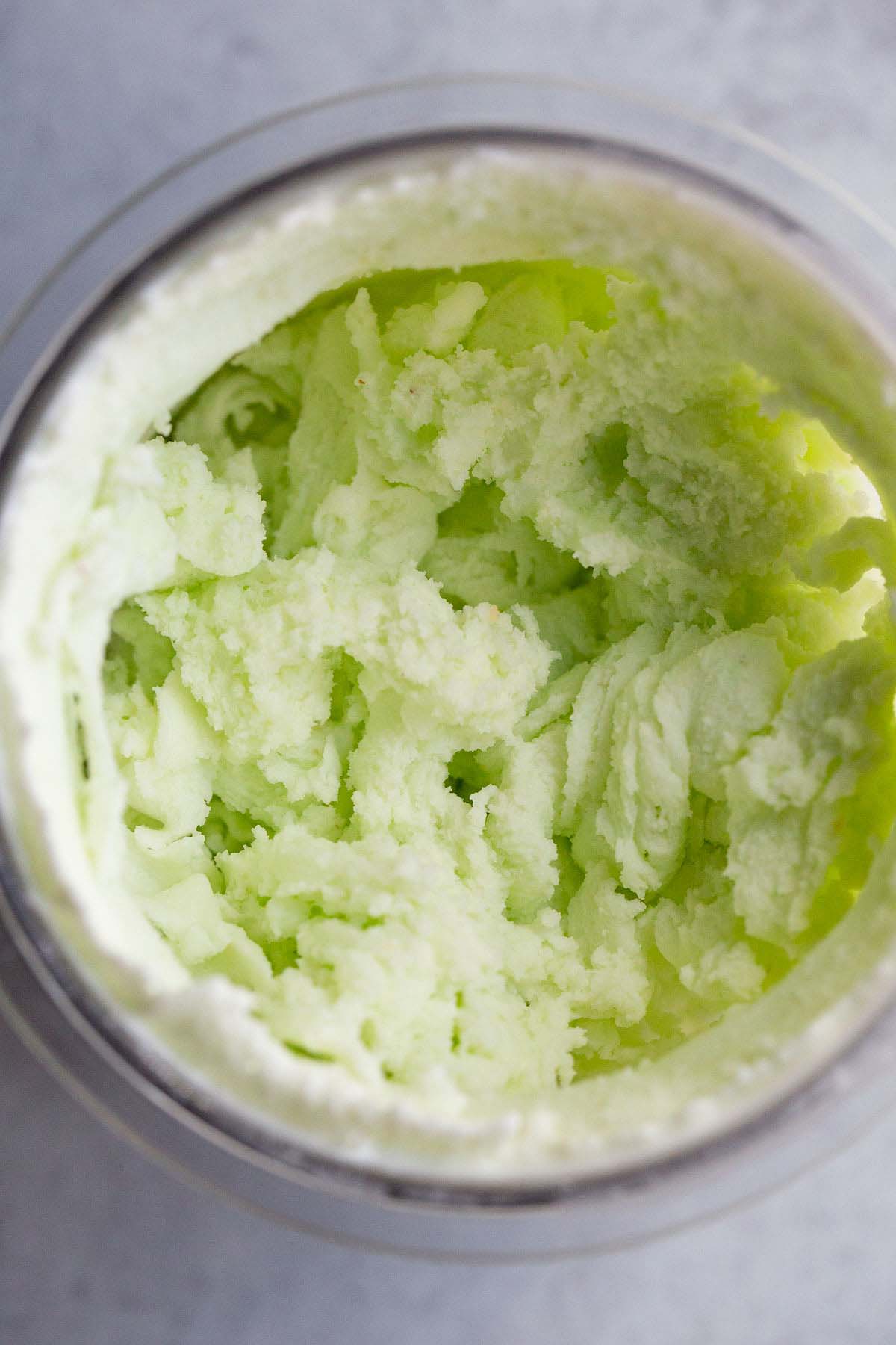 Ninja Creami pistachio ice cream in Creami container