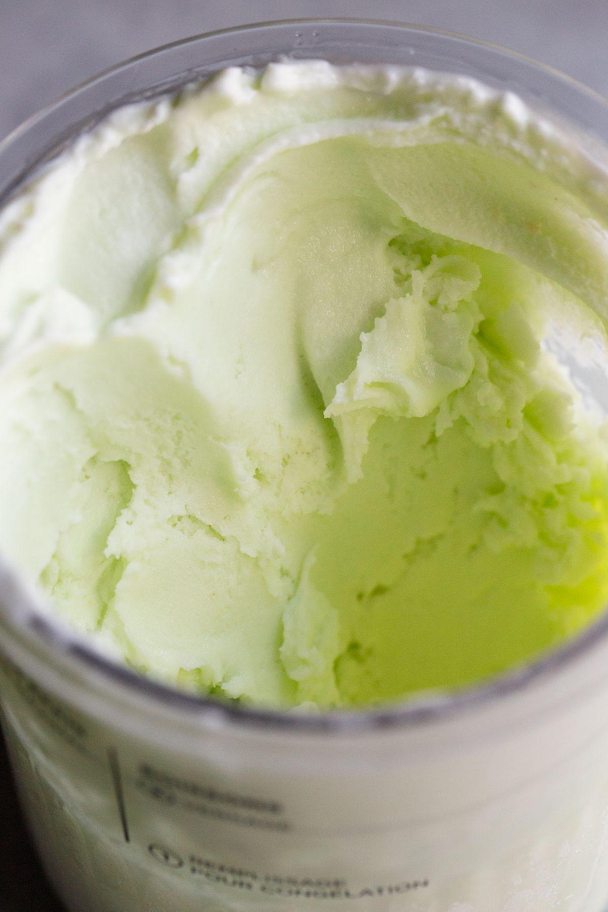 Ninja Creami pistachio ice cream in Creami container