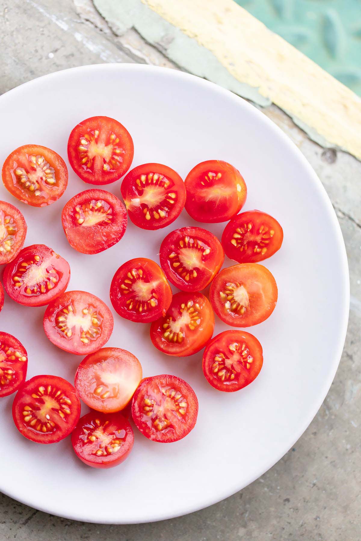 Cherry tomatoes cut in half