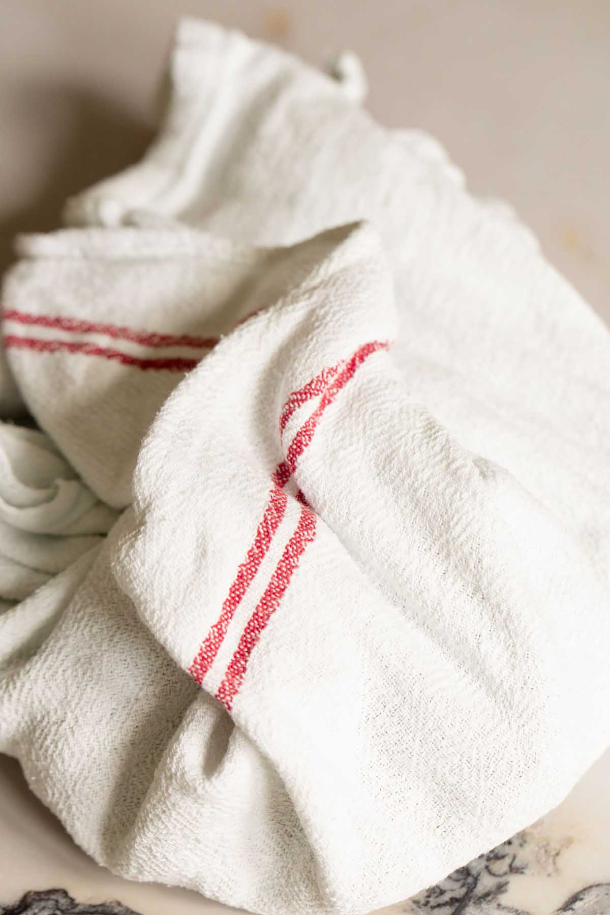 Towel wrapped around air fried chestnuts