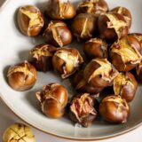 Air fryer chestnuts in a bowl